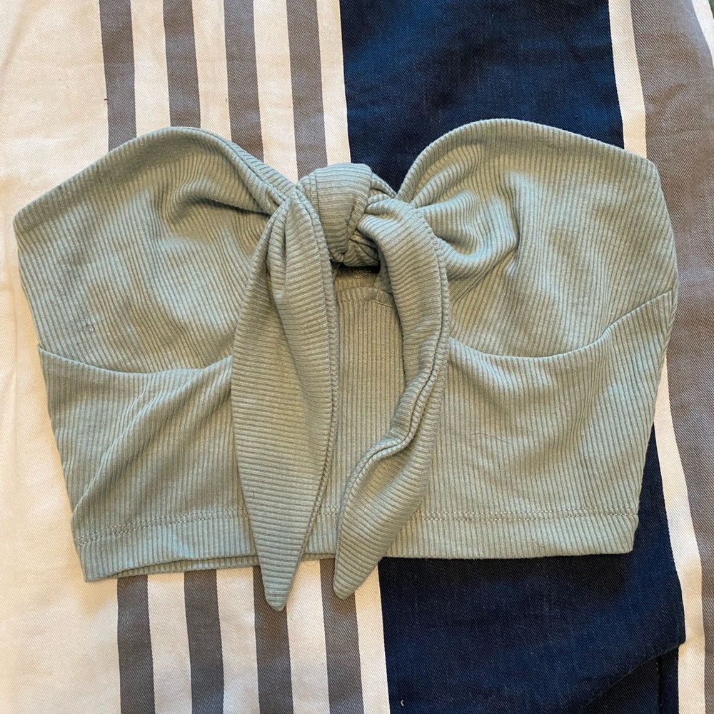 SHEIN Sage Green Ribbed Crop Top